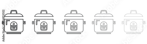 rice cooker line icon vector set, rice cooker electronic home appliance icon symbol outline icon vector illustration