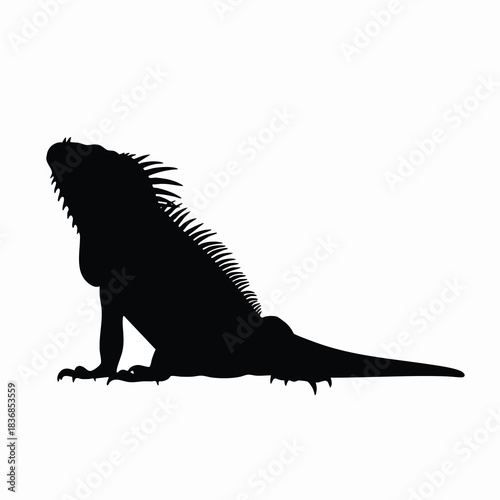 Silhouette of a Reptile with Spiky Back