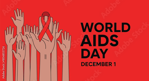 Diverse hands raise awareness for World AIDS Day on December 1st