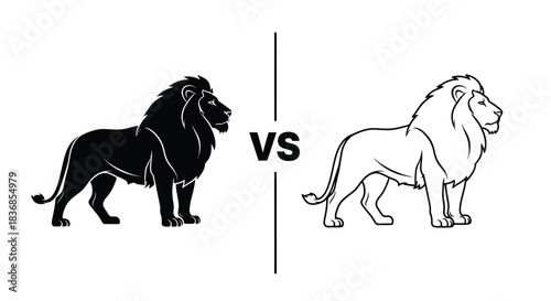 Lion silhouettes comparison contrast