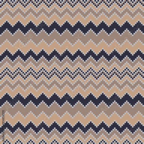 Neutral Colour Chevron Fair Isle Seamless Pattern Design
