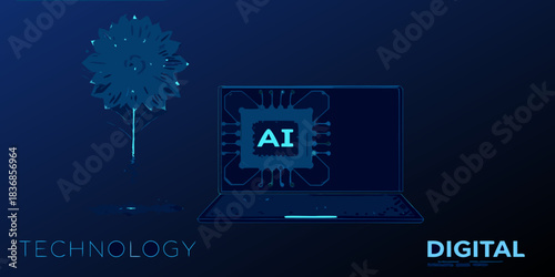 Artificial intelligence and nature a conceptual illustration of technology and growth