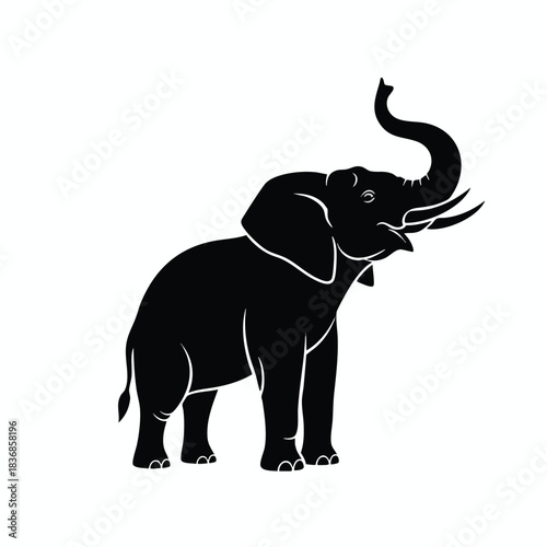 Vector Silhouette of a Majestic Elephant