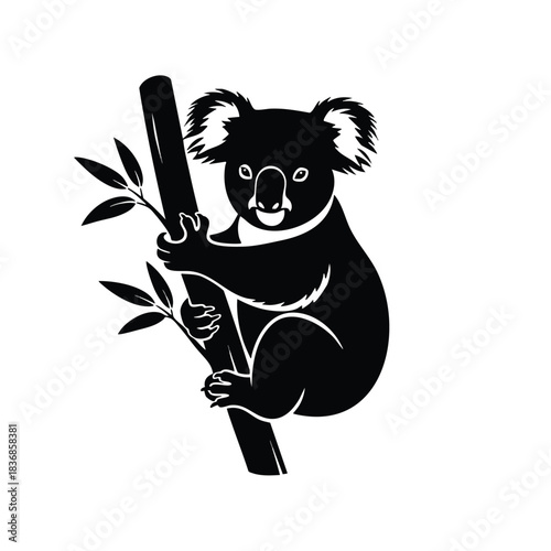 Koala Climbing Tree with Eucalyptus Leaves