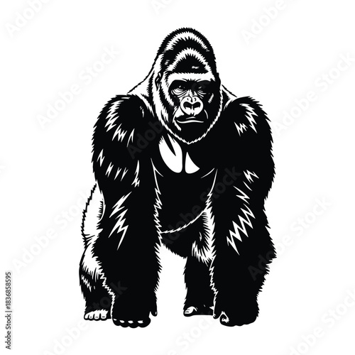 Black and White Gorilla Illustration