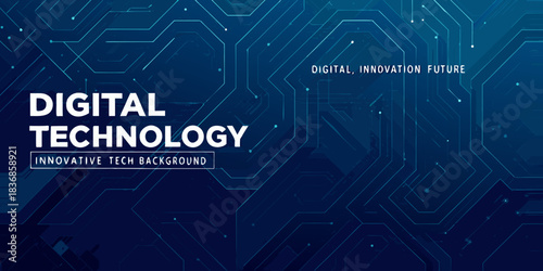 Abstract digital technology background with circuit board lines and connection points
