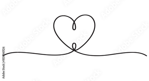 Continuous line heart illustration with elegant looping curves.