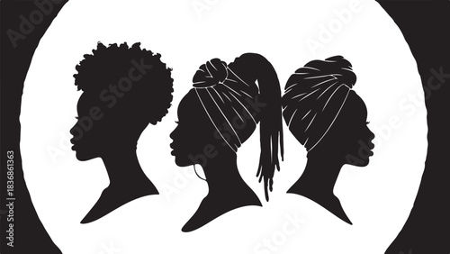 girl set, beautiful woman face, girl with beautiful hair hand drawn vector illustration sketch