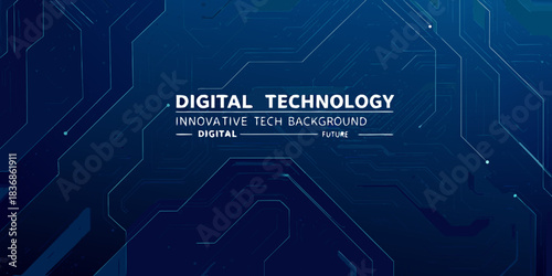 Abstract blue digital technology background with circuit board lines