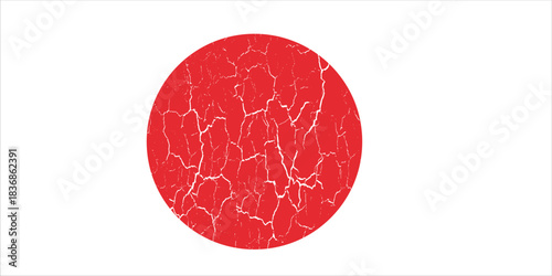Japanese flag symbol of rising sun. Red circle in grunge style on white background.Vector10