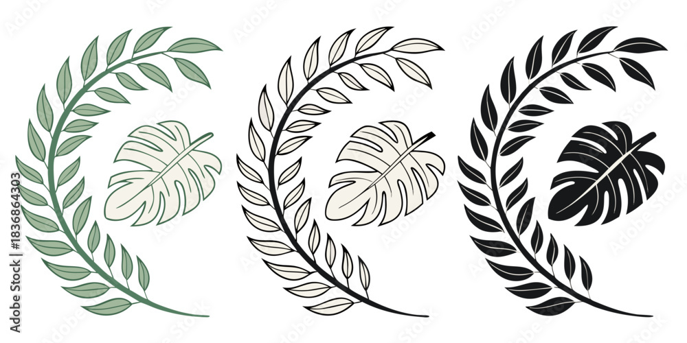 Fototapeta premium Botanical Leaf Circle Monogram Frame | Cricut & Sublimation Design”