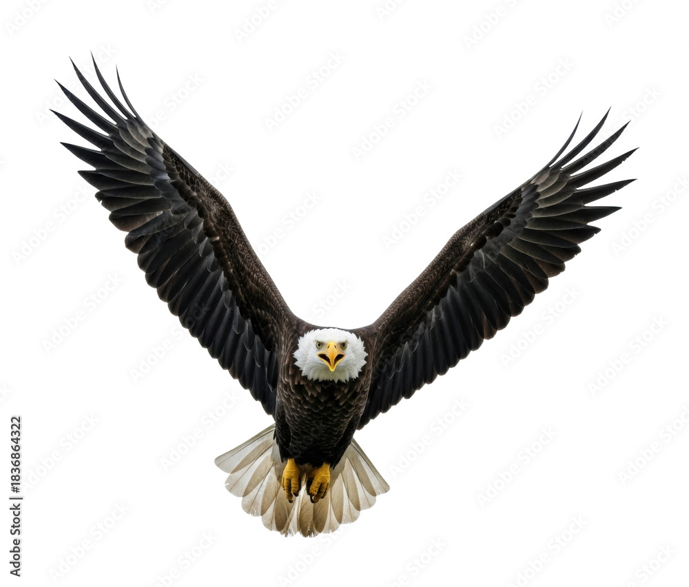 Fototapeta premium Eagle in flight nature forest majestic view isolated on transparent background