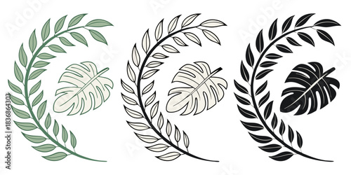 Botanical Leaf Circle Monogram Frame | Cricut & Sublimation Design”