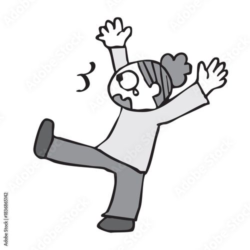 驚く人_モノクロ