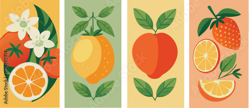 vector illustration of an abstract background with fruits