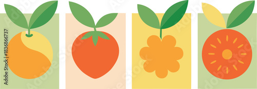 vector illustration of a set of vegetables and fruits