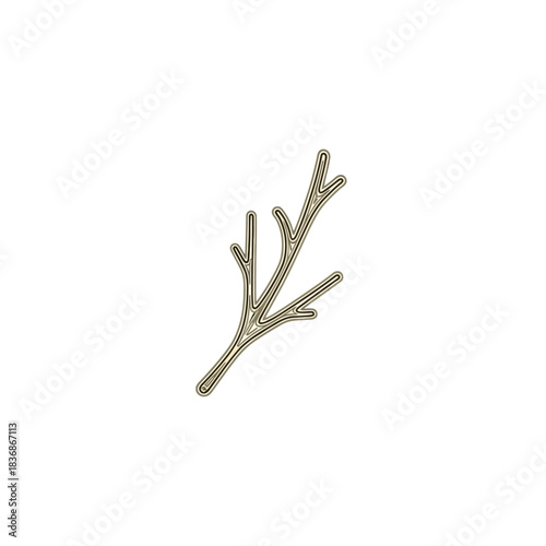 Isolated minimalist twig illustration on a white background showcasing simple branch design