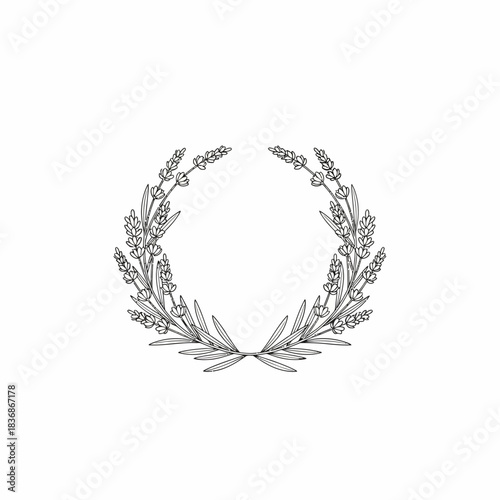 An elegant silver laurel wreath illustration on a pristine white background from a straightforward viewpoint