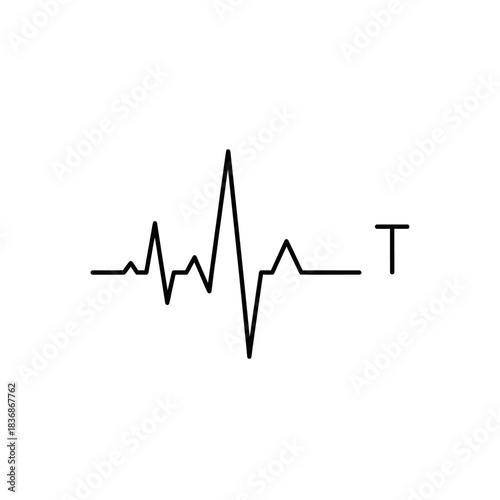 Clean graphic icon depicting a dynamic heart rhythm pulse wave, embodying vitality, medical information, and health monitoring, perfect for digital apps and healthcare designs