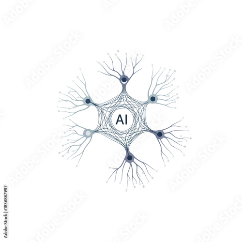Artificial Intelligence Neural Network Illustration Depicting Interconnected Nodes and Synapses in a Futuristic Digital Environment