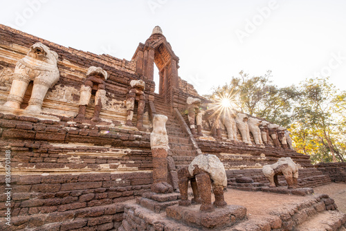 The ancient temple at Kamphaeng Phet Historical Park.