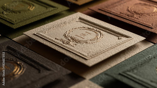embossed luxury invitation cards, textured premium card design, elegant embossed stationery
