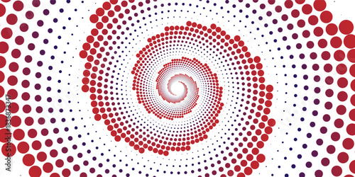 Red and Purple Dot Spiral Abstract Pattern on White Background