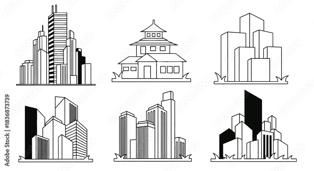 Fototapeta premium Vibrant city skylines and buildings in modern styles