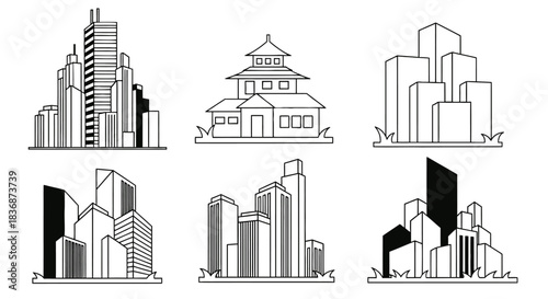 Vibrant city skylines and buildings in modern styles
