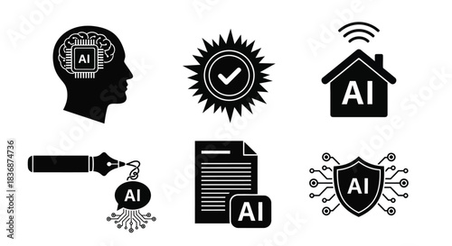 Artificial intelligence technology icons for business and innovation