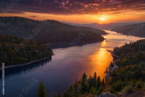 sunrise over the lake