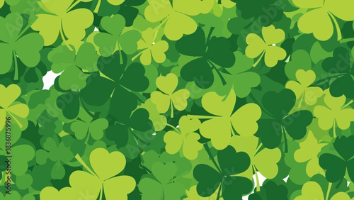 A Vibrant Pattern of Green Clover Leaves, Symbolizing Luck and St