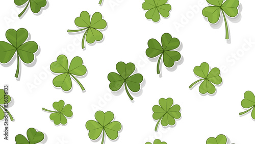 A charming repeating pattern of vibrant green shamrocks, a classic symbol of good luck and Ireland, perfect for St. Patrick's Day and festive occasions