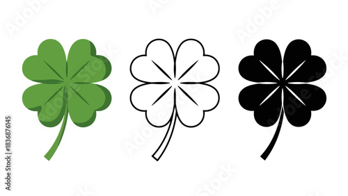 Lucky green shamrocks, symbols of good fortune and Irish heritage, depicted in a clean, stylized illustration