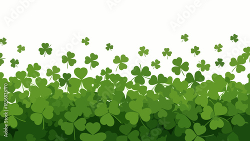 Green clovers seamless pattern, St