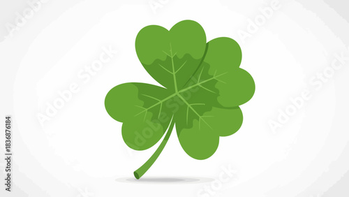 A beautifully rendered digital illustration of a vibrant four-leaf clover, universally recognized as a potent symbol of good luck, fortune, and prosperity, presented on a light background