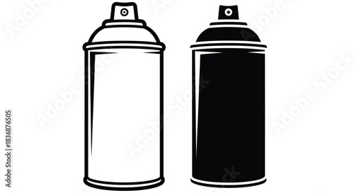 Black and white spray paint cans for artistic expression
