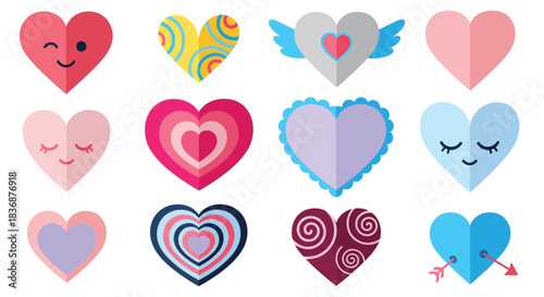 Vibrant heart designs for love and affection concepts