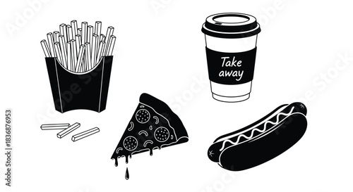 Fast food icons for menu design and advertising