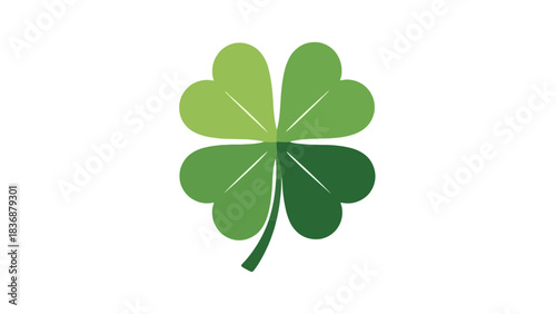 Vibrant green four-leaf clover illustration, a universal symbol of good fortune and natural luck, perfect for designs seeking an optimistic and auspicious element