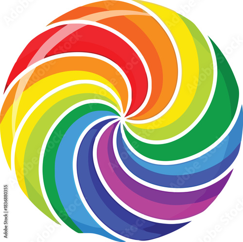 Colorful rainbow lollipop on a stick, swirl candy, sweet treat