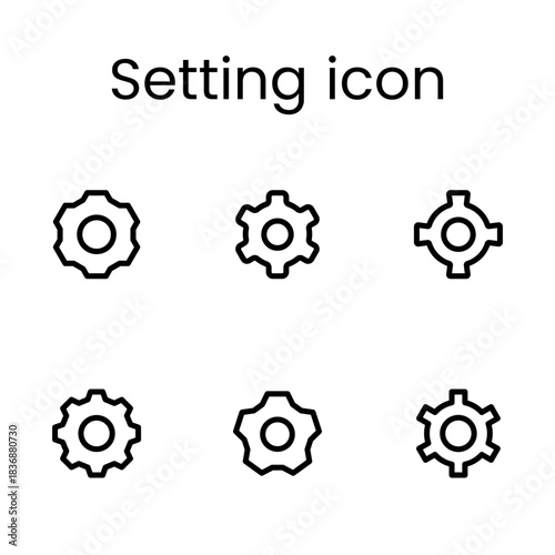 Modern settings icon set featuring gear symbols, configuration tools, system controls and adjustment graphics for web, app and software interface design.