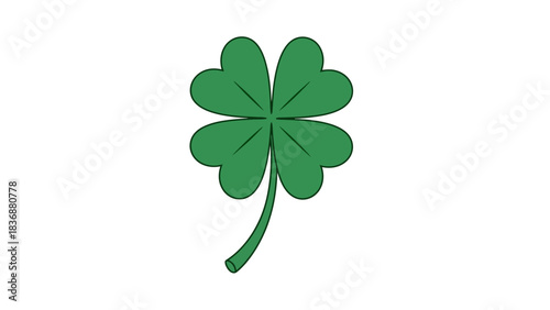 A vibrant green four-leaf clover, a symbol of luck and good fortune, against a clean white background