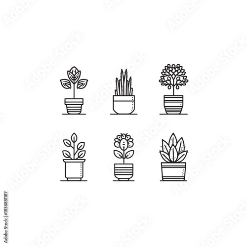 Desk Plant line art enhancing calm workspace aesthetics