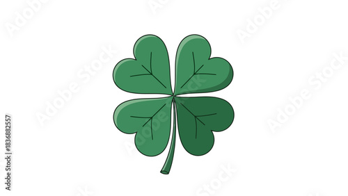 Vibrant green four-leaf clover, a powerful symbol of good luck and prosperity. Ideal for St. Patrick's Day, nature designs, or positive graphic accents