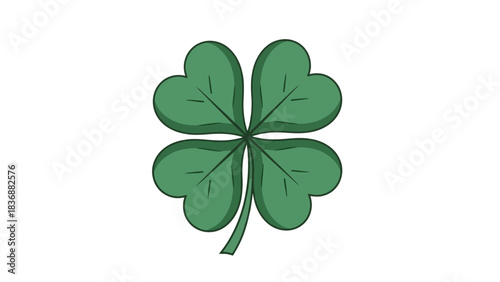 Vibrantly rendered four-leaf clover illustration, symbolizing good fortune and prosperity, ideal for designs celebrating nature's charm and the spirit of luck