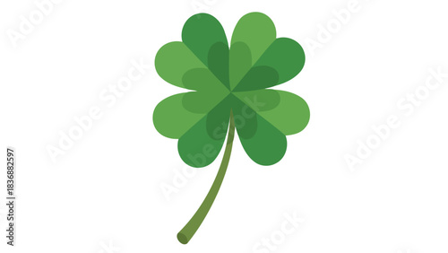 A charming green four-leaf clover illustration, symbolizing good fortune, prosperity, and the rare beauty of nature, perfect for diverse design projects seeking an emblem of luck and happiness