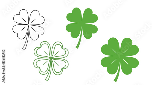Four-leaf clover icons representing luck and celebration, perfect for St
