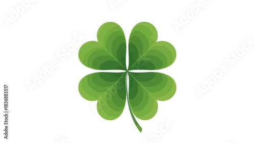 A single four-leaf clover symbol of luck and good fortune, isolated on a white background