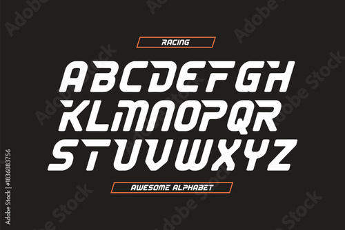 aggressive italic display font with modern sporty feel, complete vector alphabet, ideal for dynamic graphic design projects, poster typography, branding, logo design, and digital or print visuals.